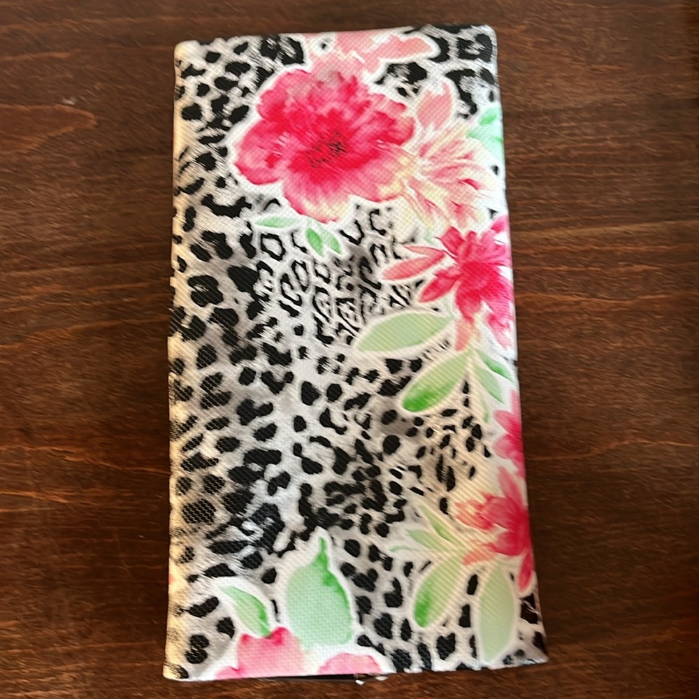 Brahmin Look Alike Black and Pink Wallet with Floral Design - Picture 4 of 5
